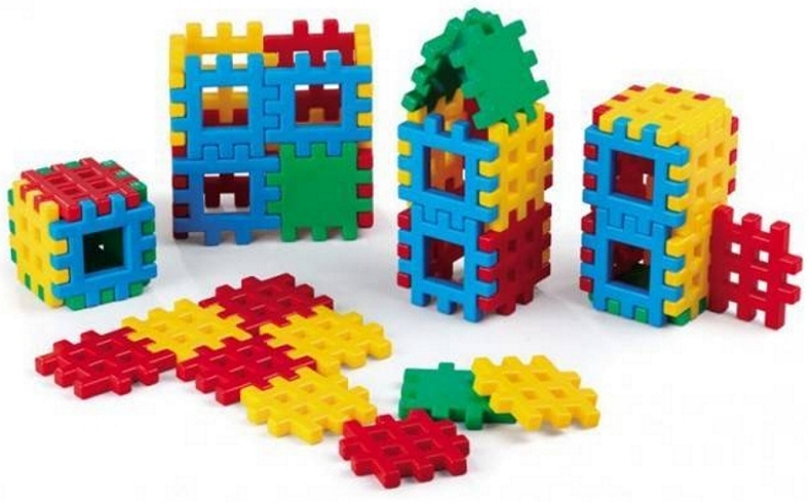 DUŻE KONSTRUKCYJNE PLASTIKOWE KLOCKI WAFLE 60 el. Typ wafle