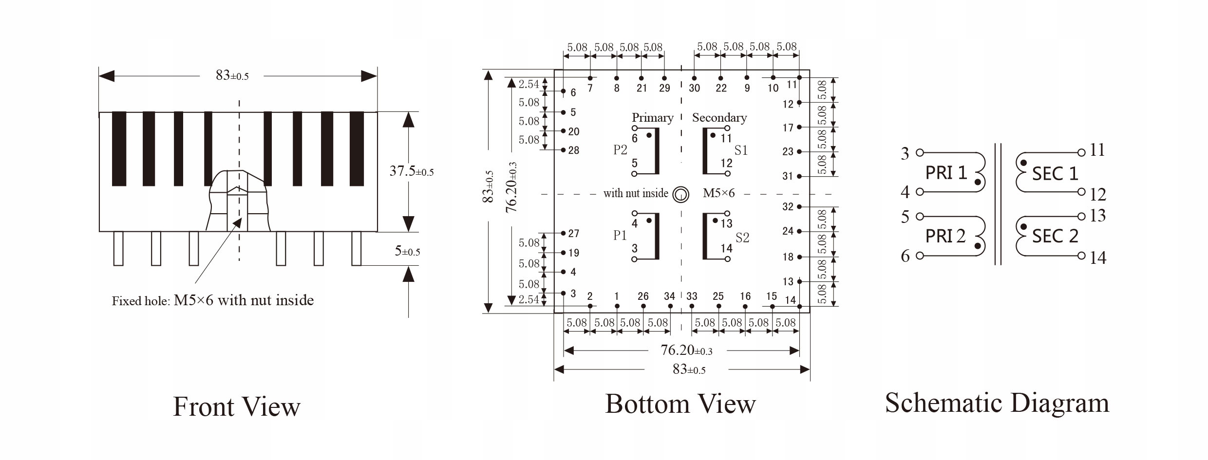 PTC50-50VA-115V*2/22V*2 Transformator EAN (GTIN) 7730356045419