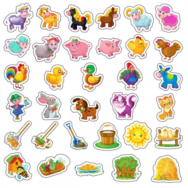 DUŻE BEZPIECZNE MAGNESY PIANKOWE FARMA Liczba elementów 31