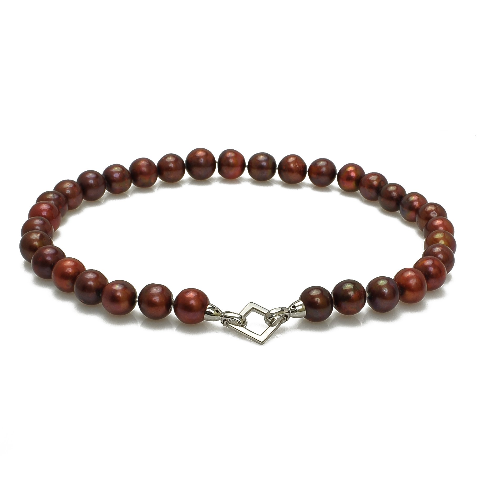 Luxusní Stříbrný Náhrdelník Z Hnědých Perel