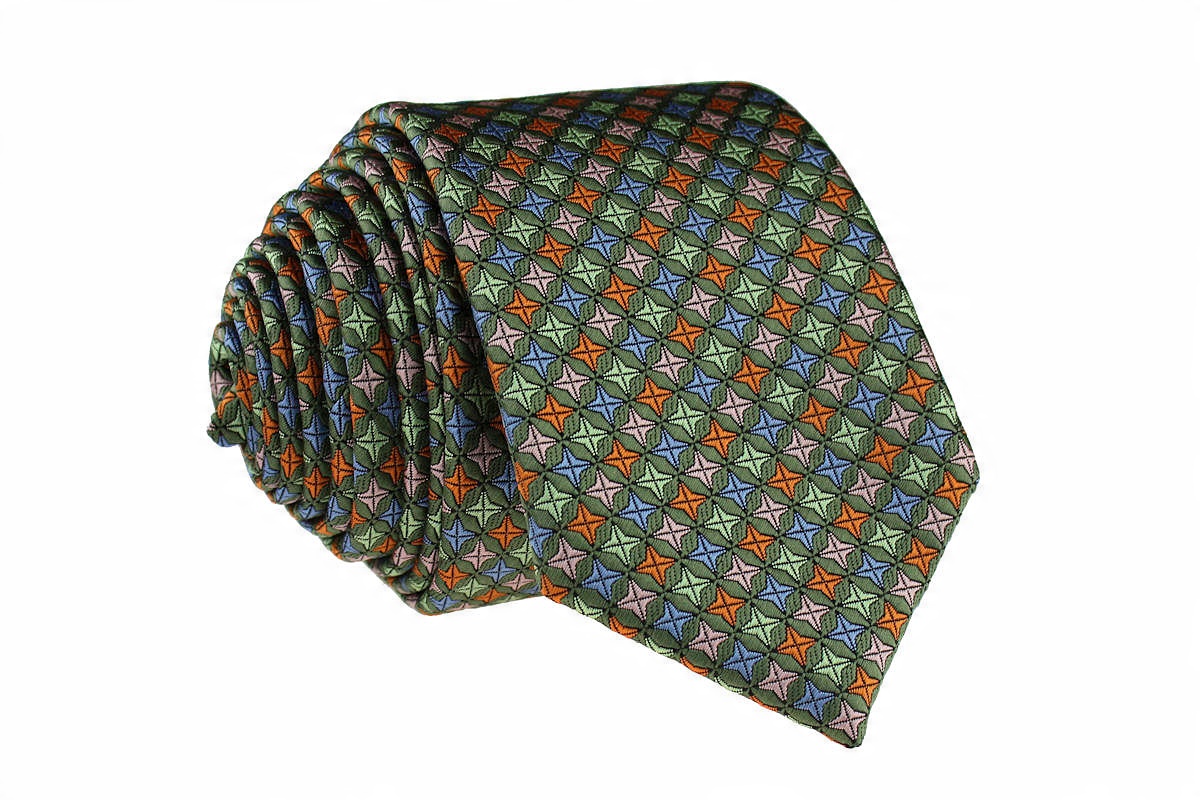 

Krawat Wąski Slim 6cm - Zielony Oliwkowy Wzorzysty