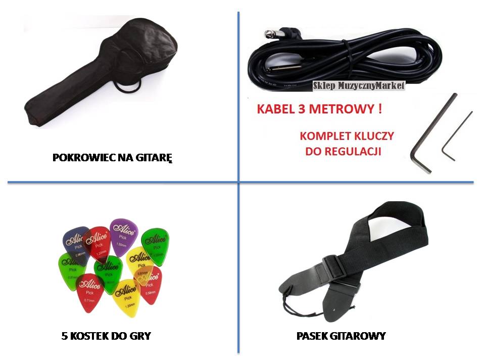 GITARA BASOWA + POKROWIEC + KABEL - PROMOCJA! Wersja Praworęczna
