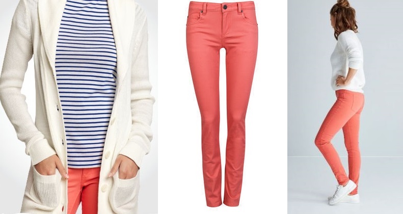 CUBUS КОРАЛЛОВЫЕ брюки джинсы узкие ТРУБКИ XXS/XS