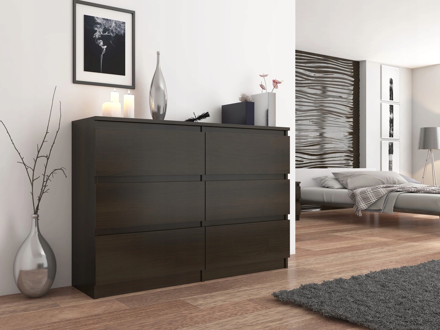 KOMODA 120CM SZAFKA 6 SZUFLAD WENGE R120 Szerokość mebla 120 cm