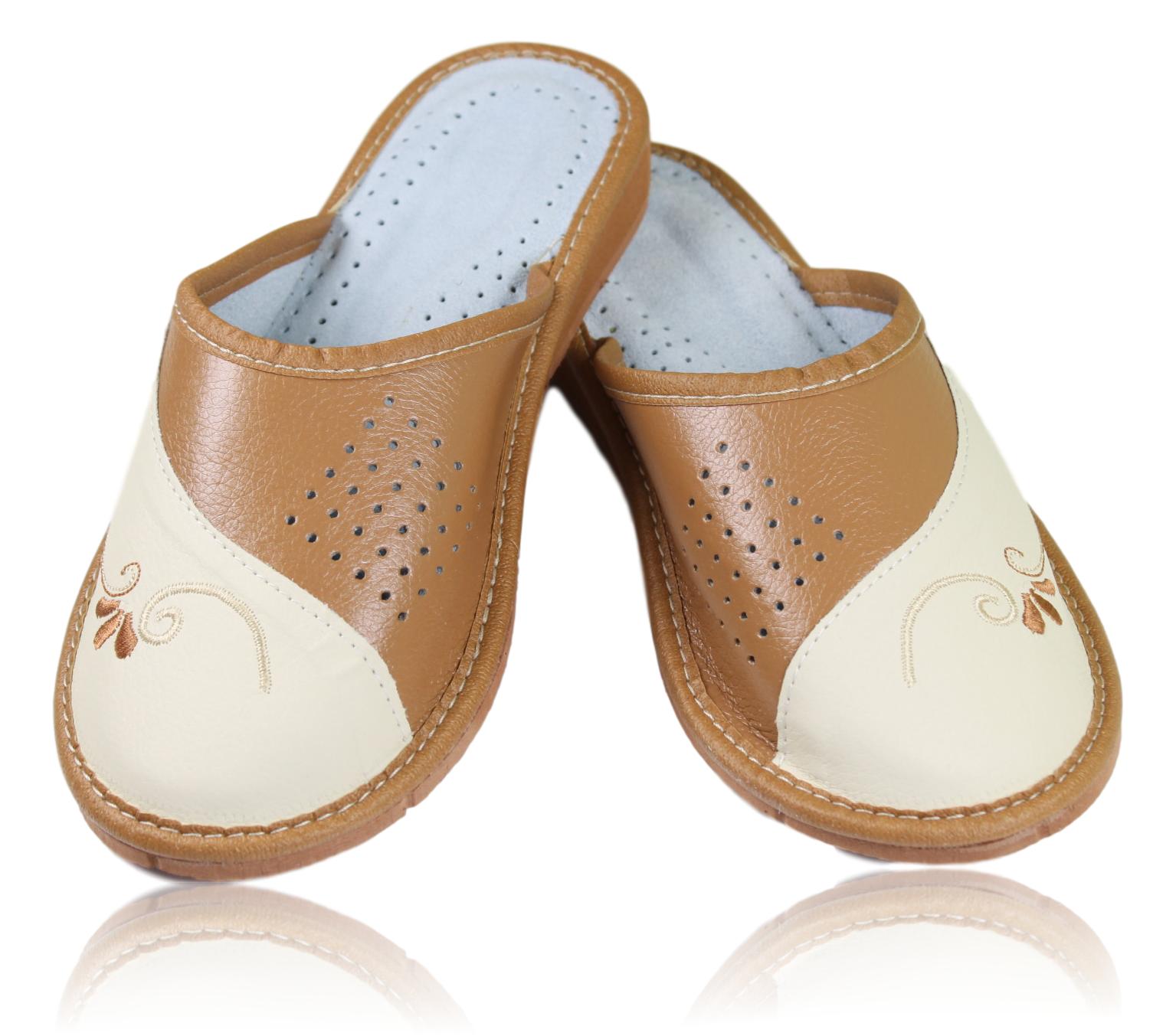 Kapcie klapki damskie skórzane domowe 1146 38 Rozmiar 38