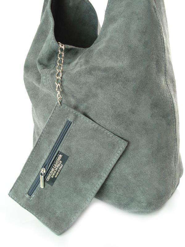 ZAMSZOWY WOREK WŁOSKA SKÓRA SHOPPER BAG SZARY Płeć kobieta