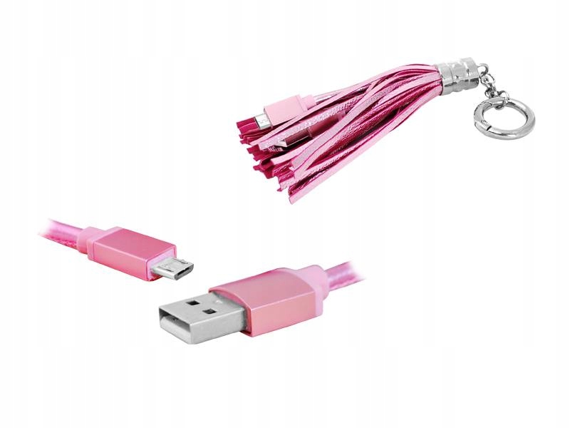 

Kabel USB-microUSB Brelok Zawieszka, Różowy.