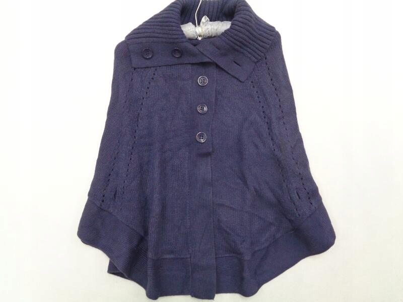 38 TOM TAILOR WŁÓCZKOWE PONCZO PURPLE K568