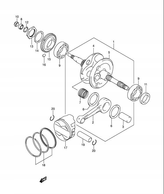 12200-05H10 - CRANKSHAFT SUZUKI BURGMAN 400 ОРИГИНАЛ