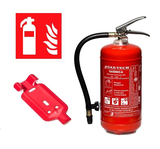 

Gaśnica proszkowa 4kg Abc/e +wieszak+znak