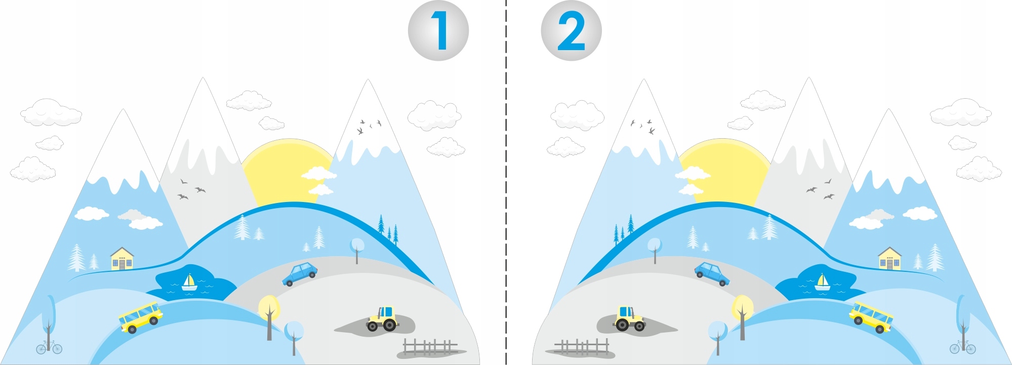 Naklejki dla dzieci GÓRY CHMURKI AUTA ŚNIEG 165cm Bohater Inny