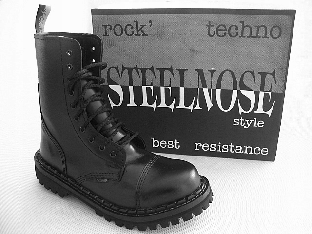 KULTOWE WYSOKIE GLANY STEEL-NOSE 067 CZARNY 39 Długość wkładki 25.5 cm