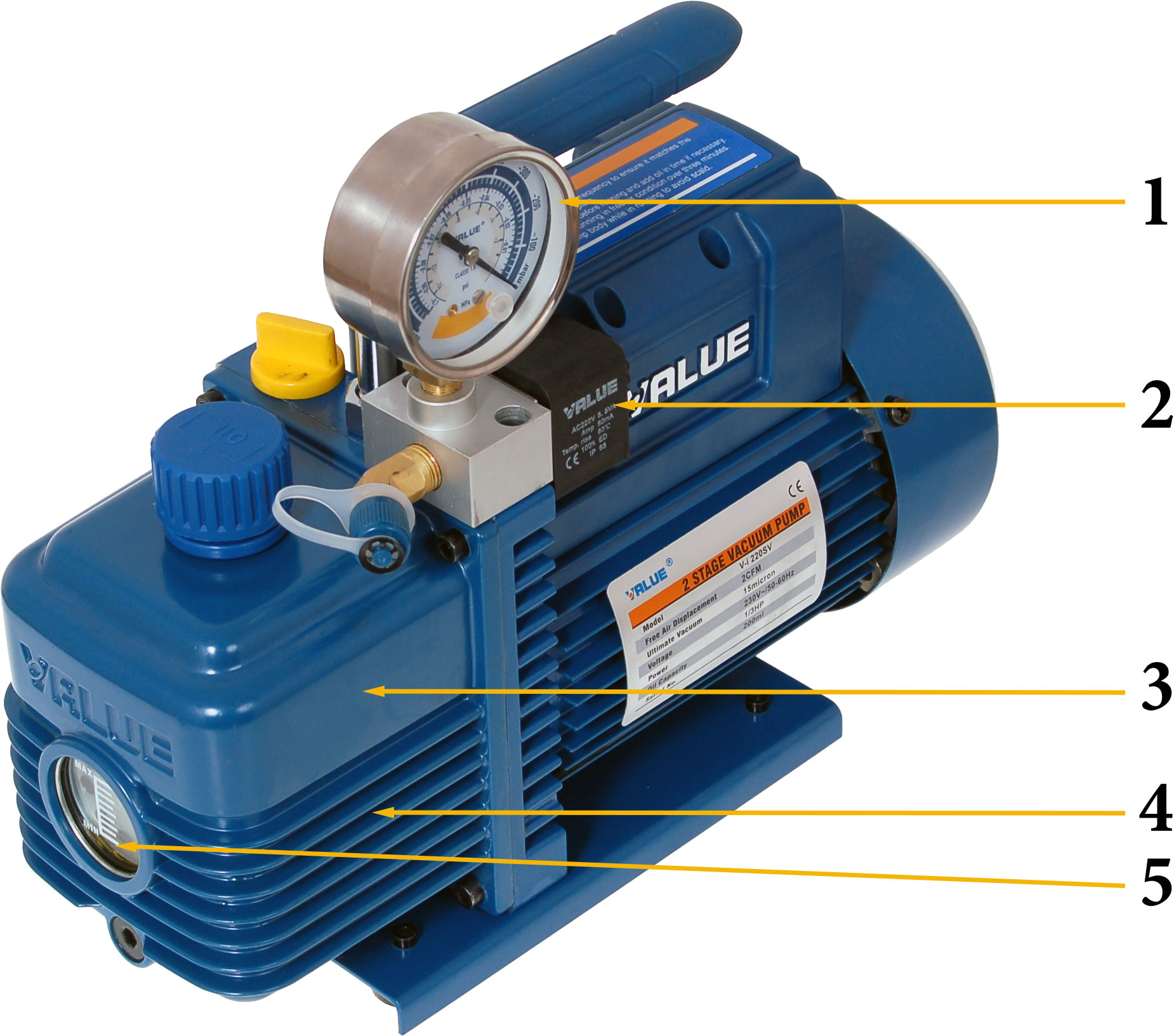 Jednostop. pompa próżniowa VALUE V-i120SV 51l/min Autoryzowany Dystrybutor Kolor dominujący niebieski