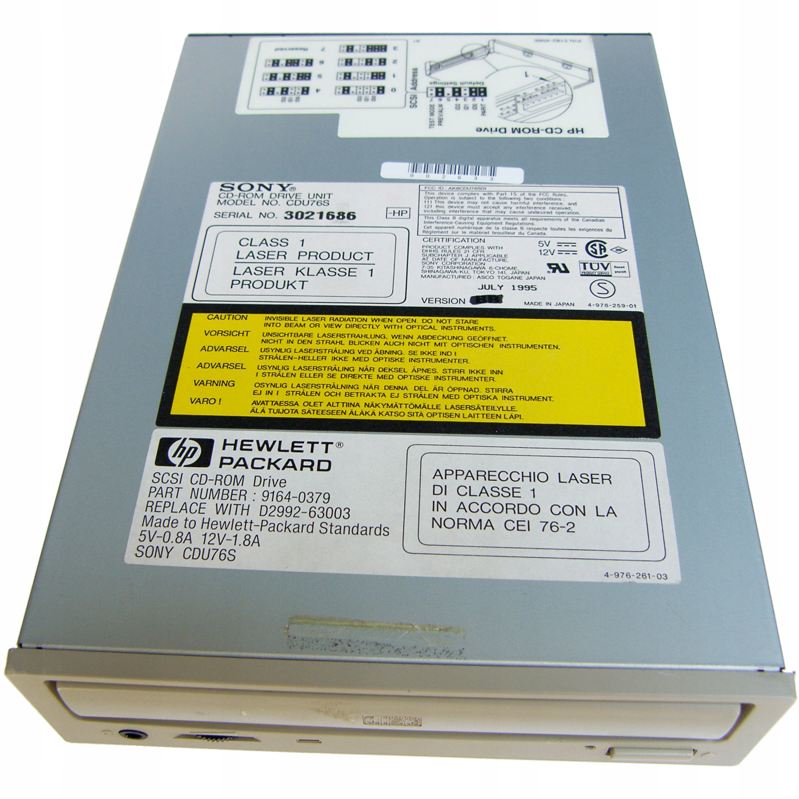 SCSI CD X4 SONY CDU76S 100% TyY