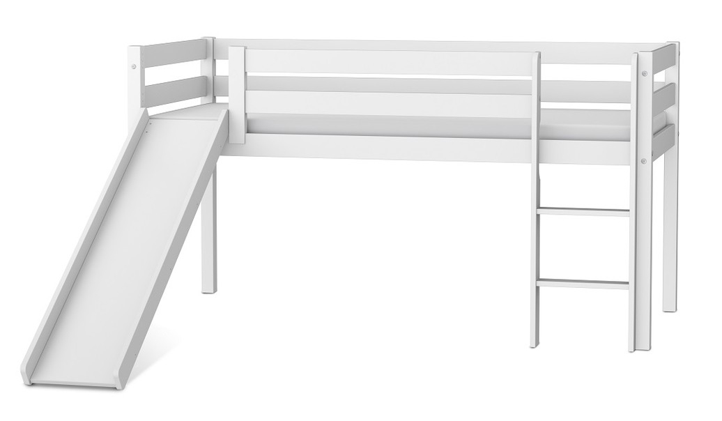 Łóżko piętrowe MARCO ze zjeżdżalnią i drabinką SOSNA 208x98cm białe
