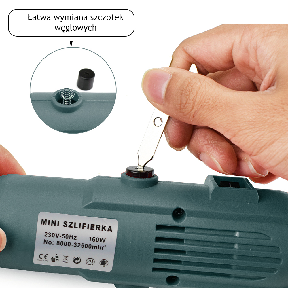 MINI SZLIFIERKA MULTISZLIFIERKA 300el FREZARKA Maksymalna prędkość obrotowa 32500 RPM