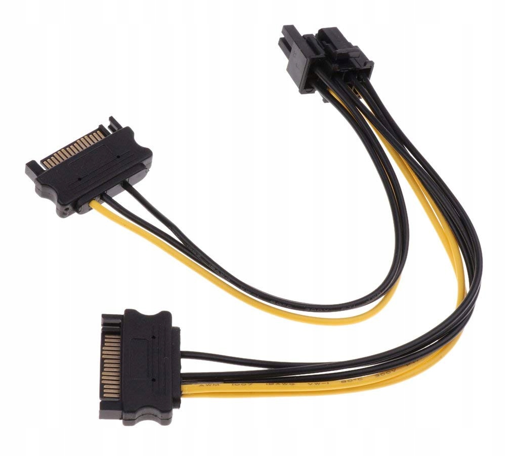 Adapter zasilania 2x SATA 15 Pin do 8 Pin PCIe Marka WulkanCenPL