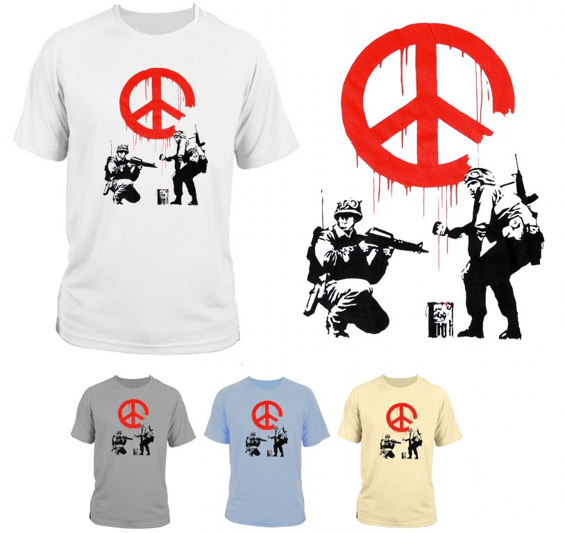 

koszulka t-shirt Banksy style / pacyfa żołnierze