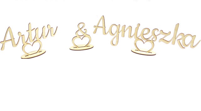 IMIONA PARY MŁODEJ OZDOBA NA STÓŁ NA WESELE RD85 Rodzaj drewno