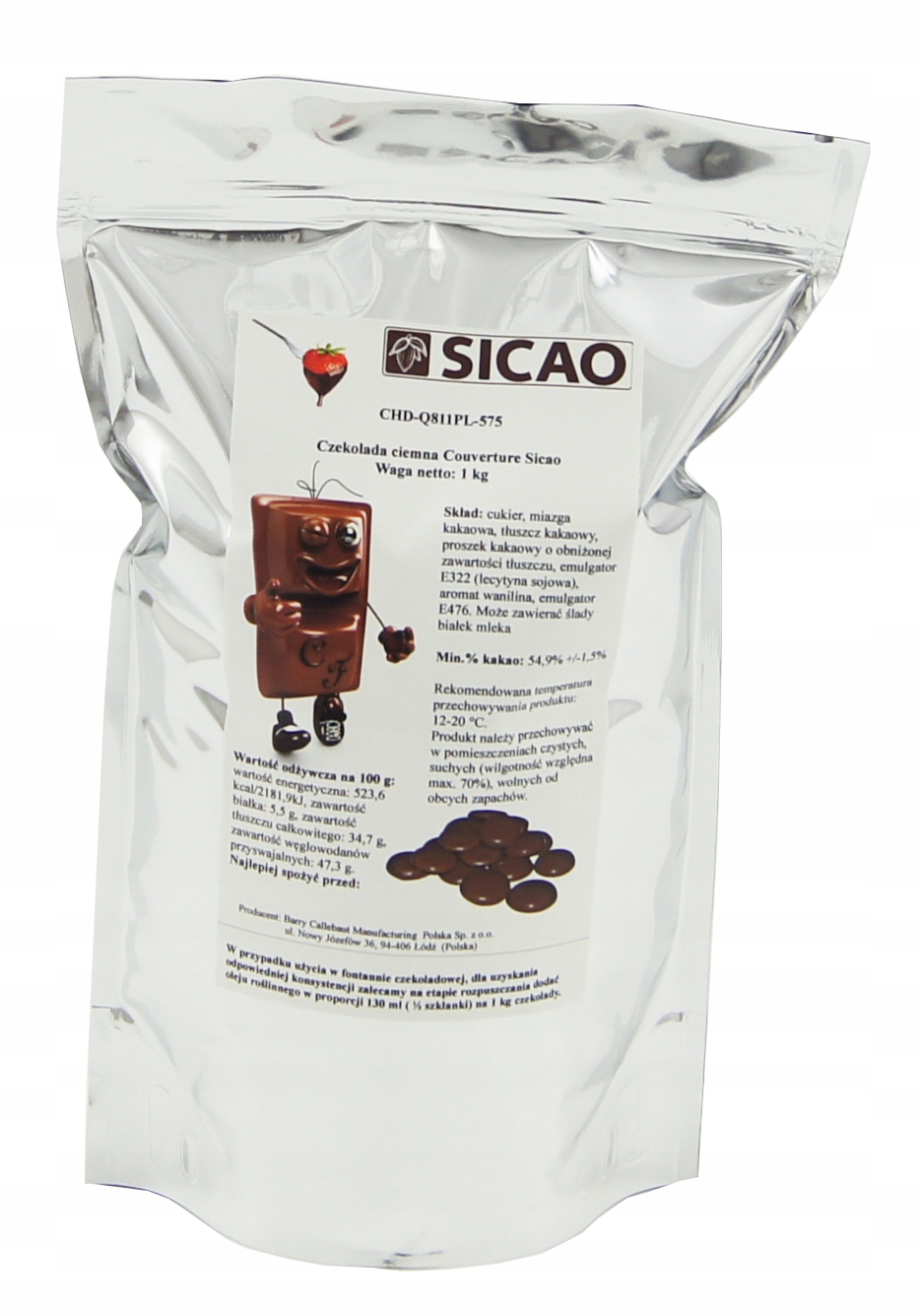 NAJLEPSZA Czekolada GORZKA 1 KG SICAO do fondue Kod producenta sicaodeserowa1kg