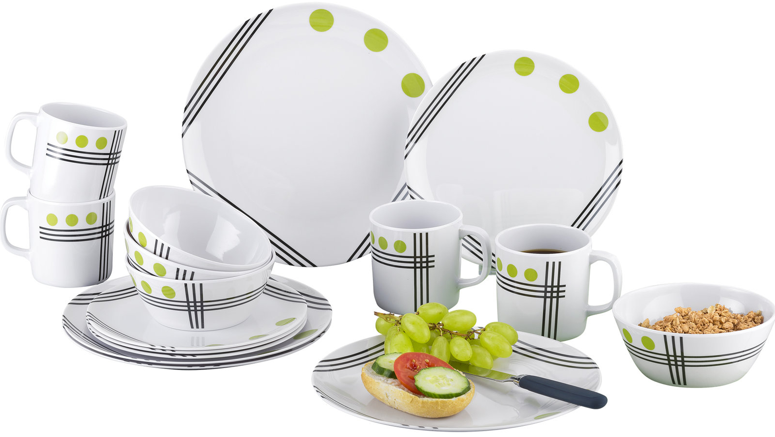 ZESTAW OBIADOWY MELAMINA BERGER DOTS 16 szt