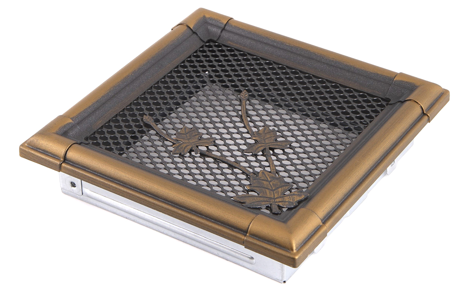 Větrací krbová mřížka 16x16 cm Zlatá Patina