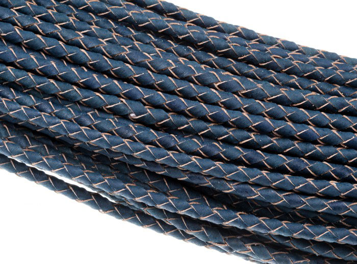 SN593 Rzemień Naturalny Pleciony 4mm Granatowy 0,5