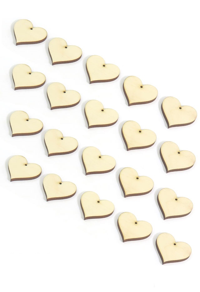 

20szt Drewniane Serce Z Dziurką 3x3cm Scrapki KK20