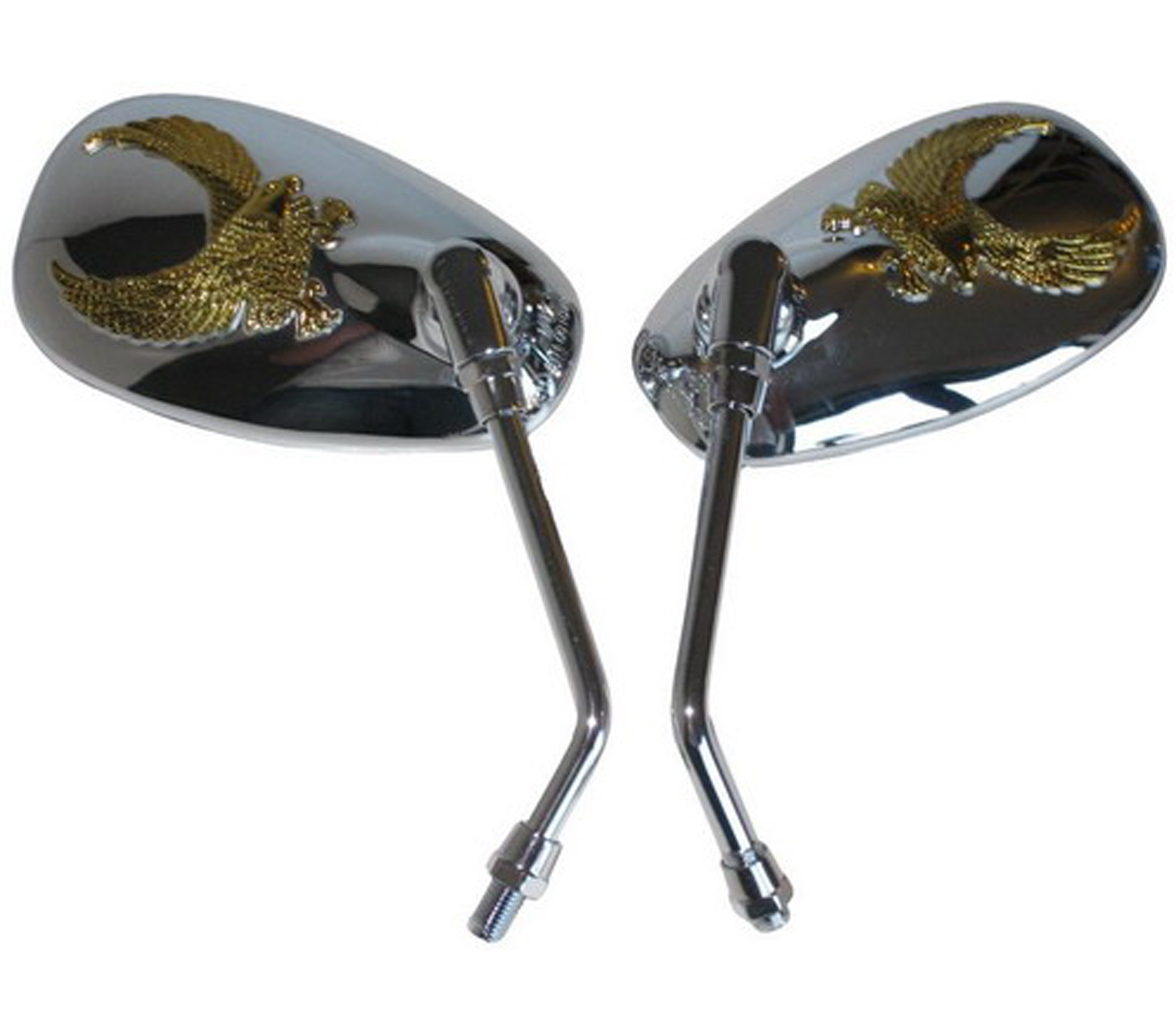 LUSTERKA CHOPPER CHROM OWAL ZE ZŁOTYM ORŁEM 10mm