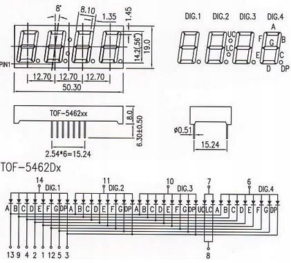 ART Nowe LED 4 CYFRY 0,56"=14mm WHITE W.Anoda Producent Ledis