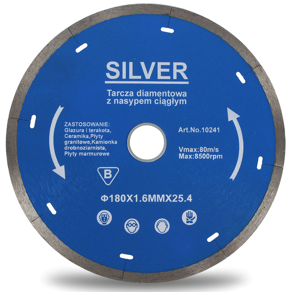 

Tarcza Diamentowa Do Ceramiki 180x25.4x1.6 Silver