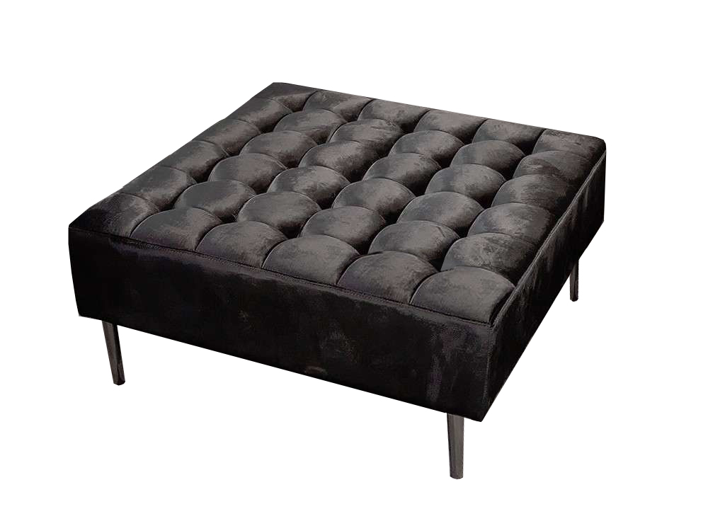 PUFA POUF001 90x90x42cm CZARNA pikowana welur Kolor korpusu metal