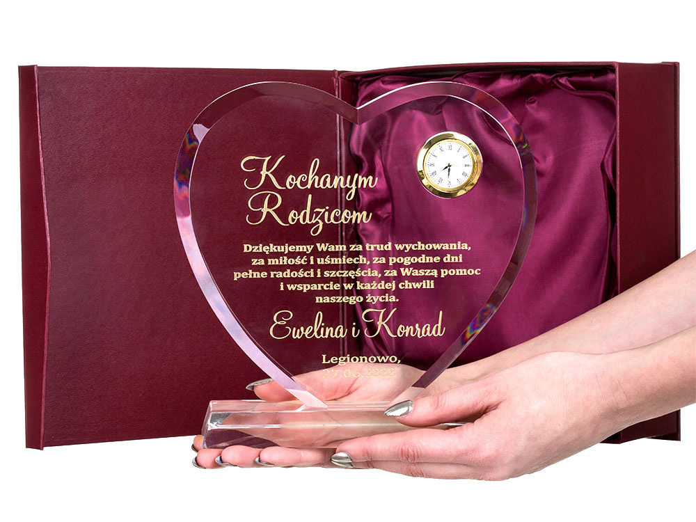 

Podziękowania dla rodziców Serce 20cm Zegar Grawer