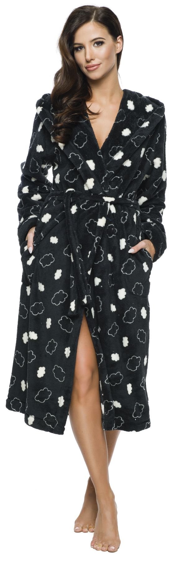 CHMURKI DŁUGI PUCHOWY DAMSKI SZLAFROK PODOMKA S Marka L&L