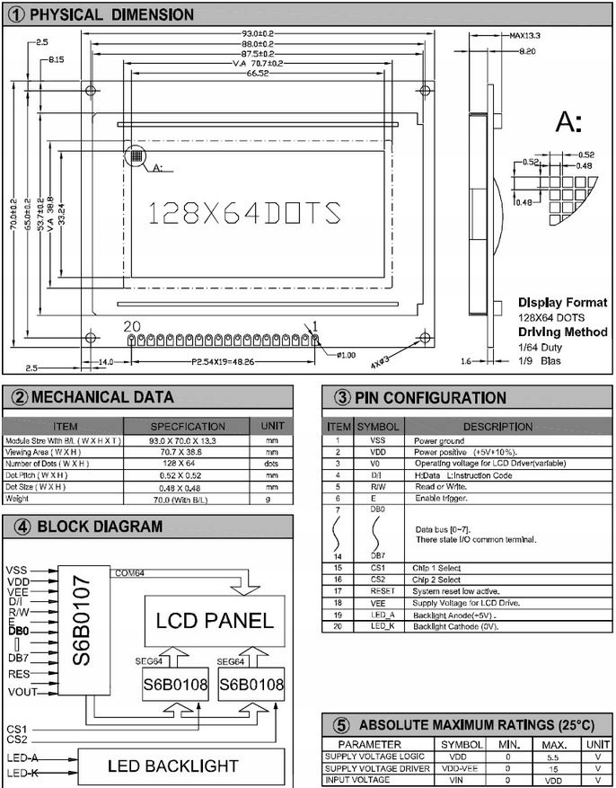 ART New LCD 128X64-A / D зі світлодіодом (White / KK) Blackline виробник інший