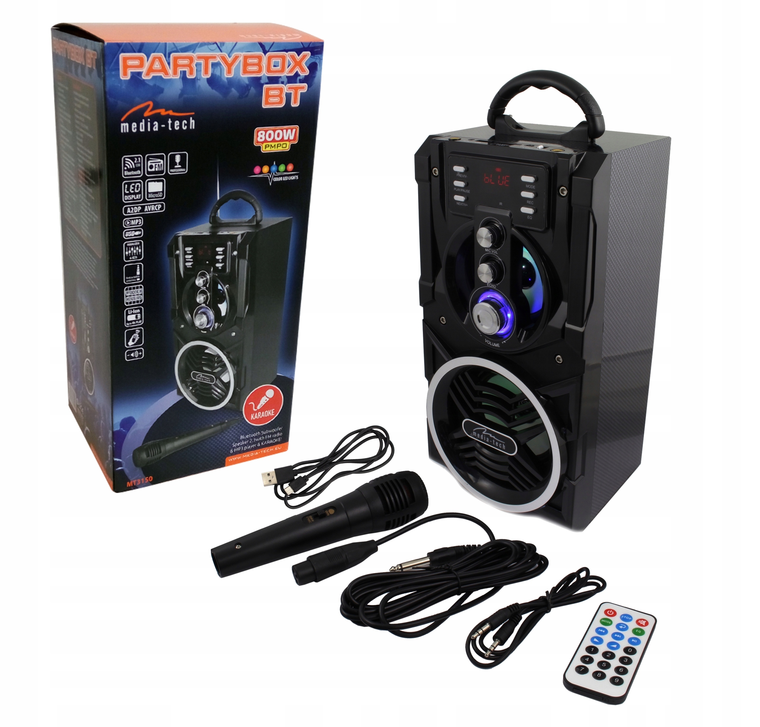 Głośnik Boombox karaoke MT3150 MP3 FM Bluetooth 7512557033