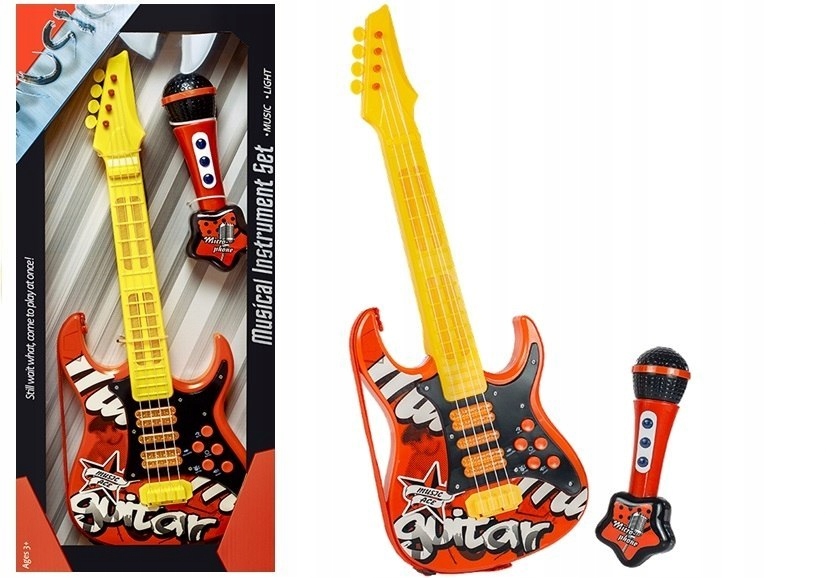 Gitara Elektryczna Z Mikrofonem Struny Zabawka 7673072240 Gitara Elektryczna Z Mikrofonem Struny Zabawka 7673072240