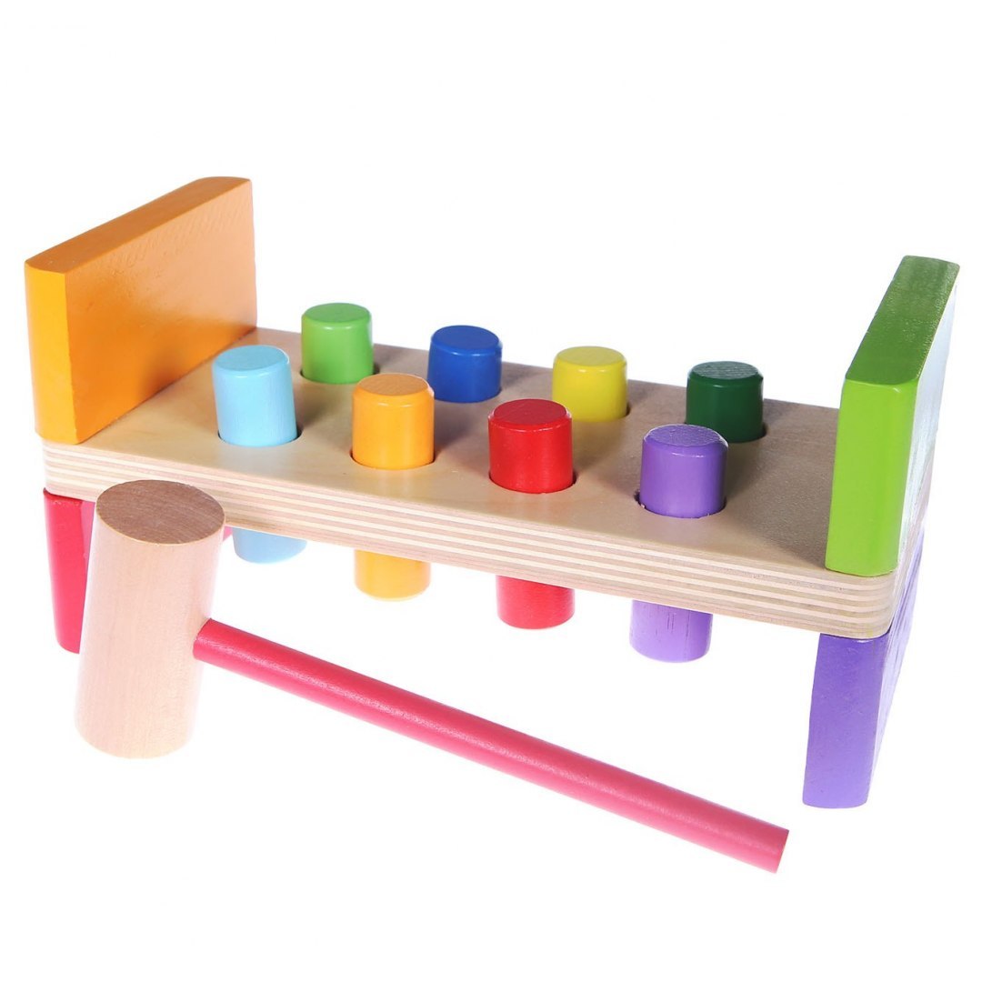 Drewniana Zabawka Gra Zbijak Młotek Ecotoys 7367380458 Drewniana Zabawka Gra Zbijak Młotek Ecotoys 7367380458