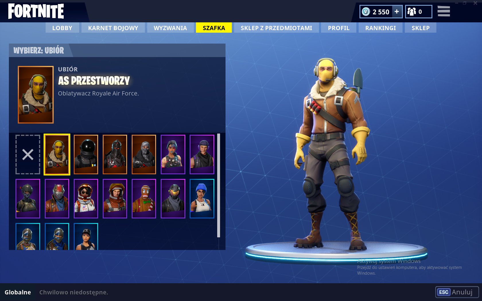 konto fortnite battle royale skiny duzo v dolce 7269528319 - as przestworzy fortnite skin