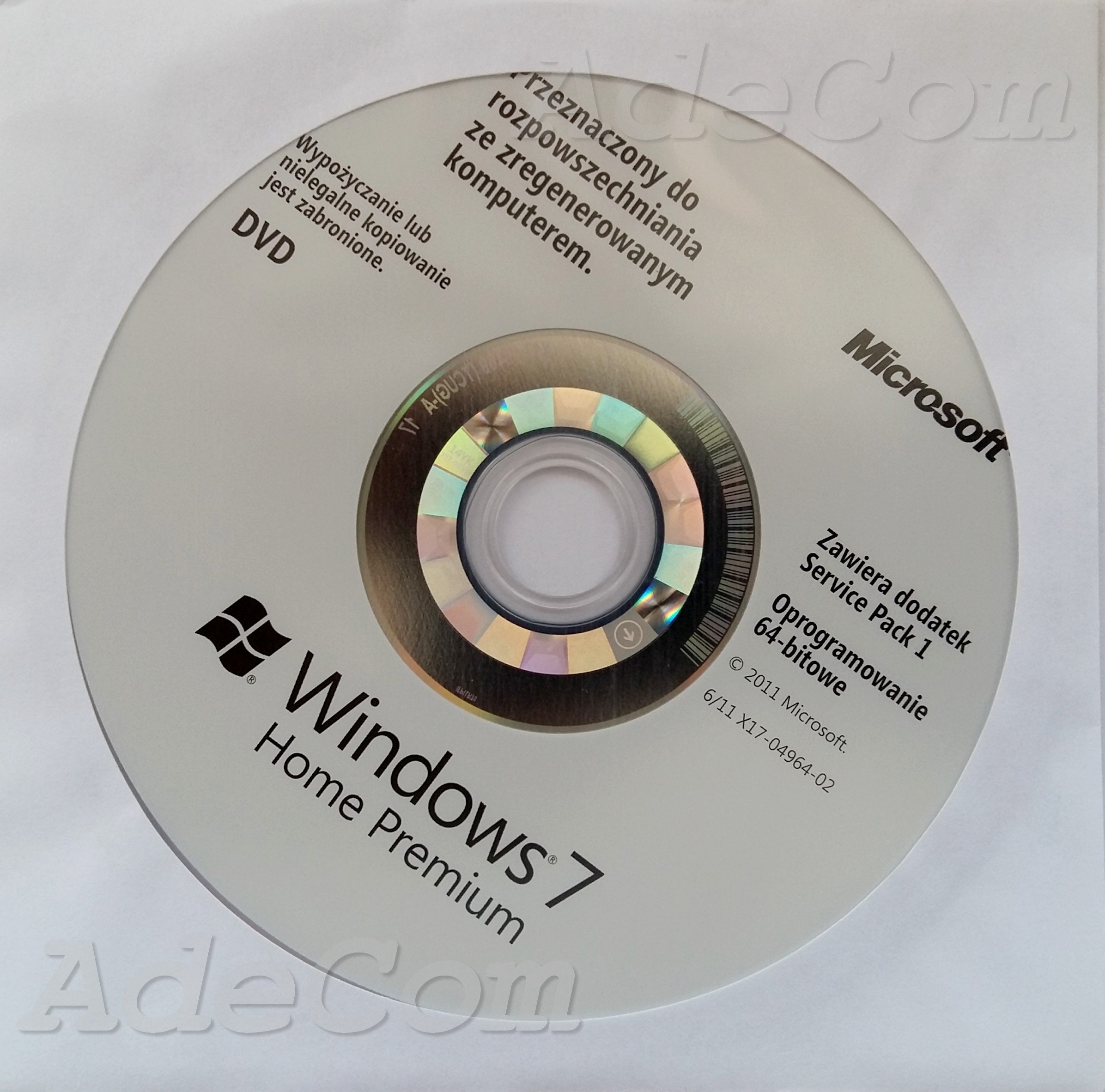 Nośnik Płyta DVD Windows 7 Home 64BIT Premium OEM 7140963581