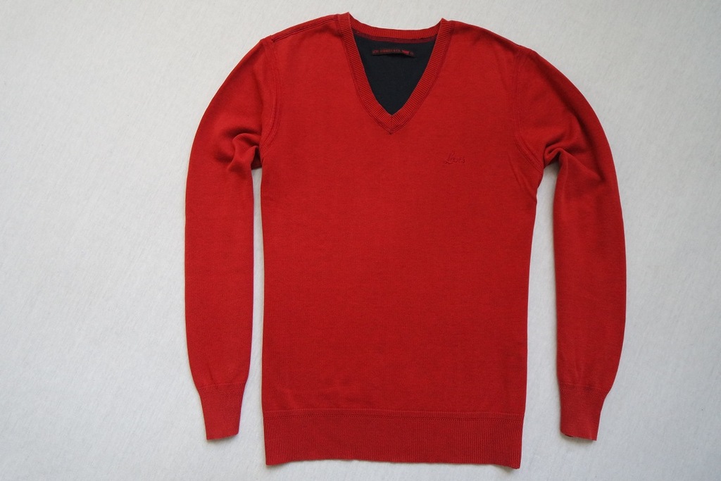 LEVI'S sweter sweterek czerwony logowany melanż__M