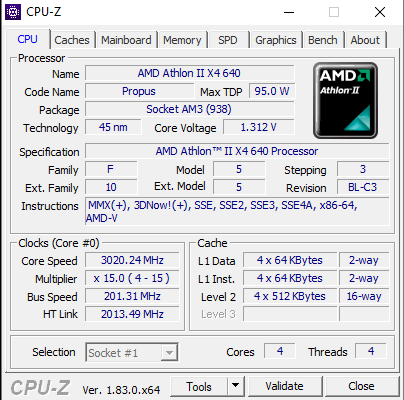 AMD ATHLON II X4 640 3.0GHz AM2+ / AM3 / 4 RDZENIE