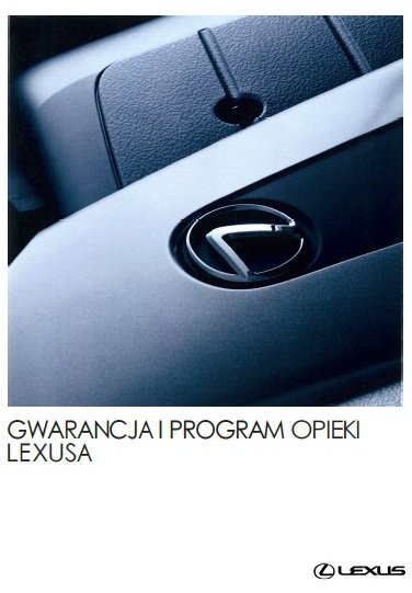 Lexus Nowa Polska Książka Serwisowa Gwarancyjna