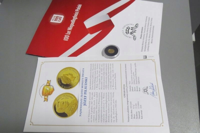 JÓZEF PIŁSUDSKI 2,5 DOLARA ZŁOTO 999/1000