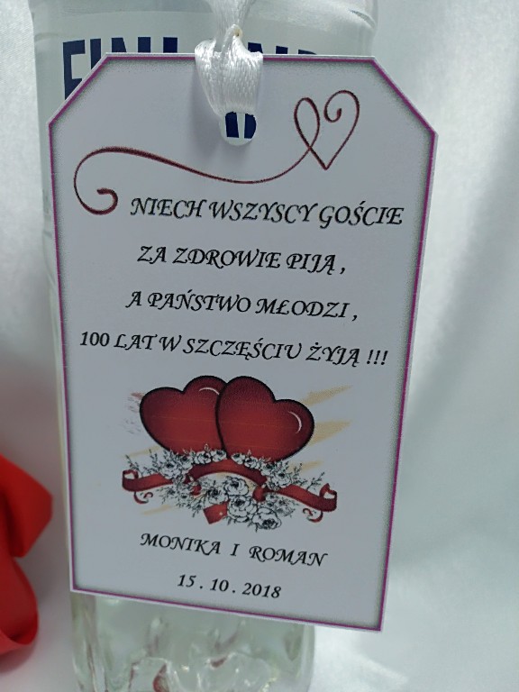 Zawieszki na butelki weselne
