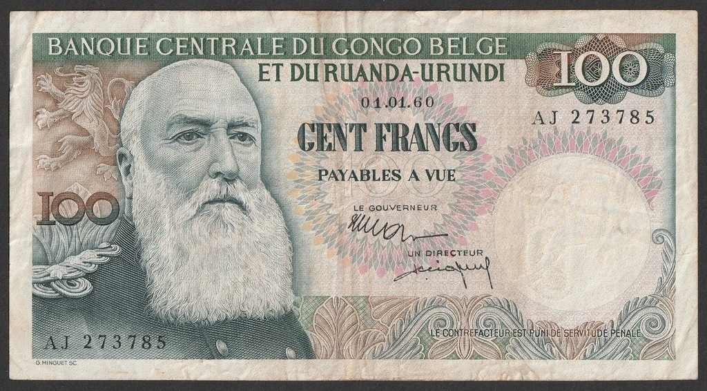 Kongo Belgijskie - 100 franków - 1960 rok