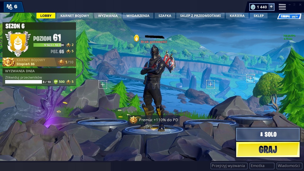 KONTO FORTNITE CZARNY RYCERZ WUKONG FORTUNA RŚ