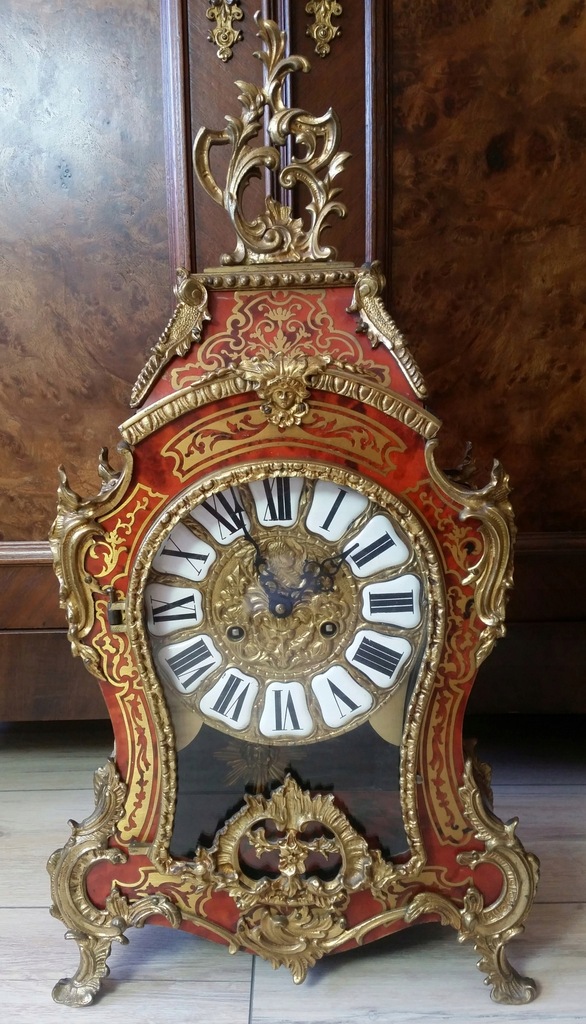 DUŻY ZEGAR Z INTARSJĄ W STYLU CHARLES BOULLE 58CM