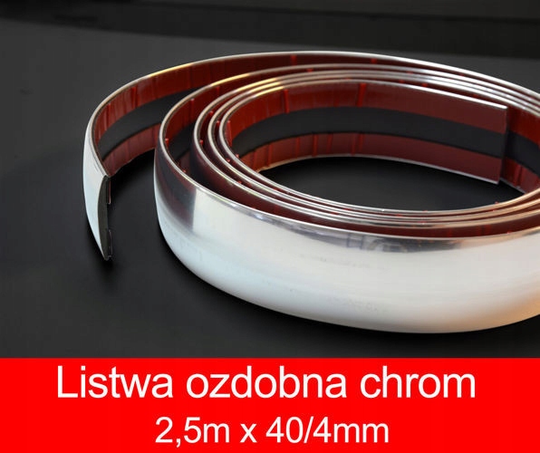 Ozdobna listwa samoprzylepna chrom 40x4mm / 2.5m - 7463419584