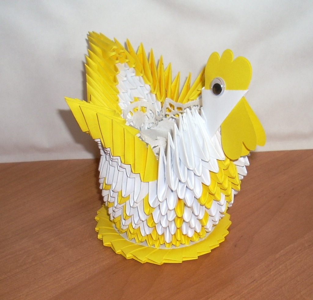 ORIGAMI MODUŁOWE 3D kurka KURA zółta